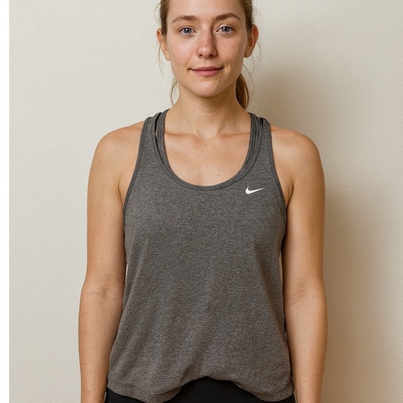 Nike Tops - Nike Dri-FIT Med Gray Racerback Tank Top Women's Athletic Activewear